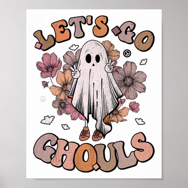 Poster Retro Groovy Go Ghouls Ghost 70s Hippie Hall (Frente)