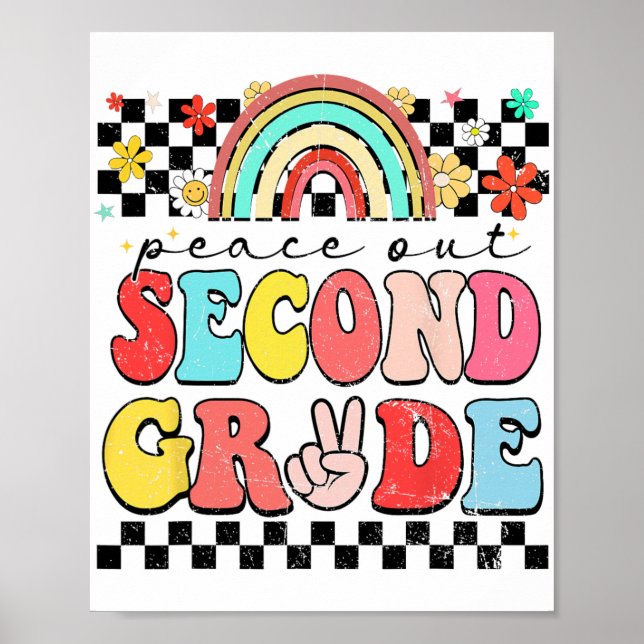 Poster Retro Groovy Grau segundo Feliz Dia Passado Da Esc (Frente)