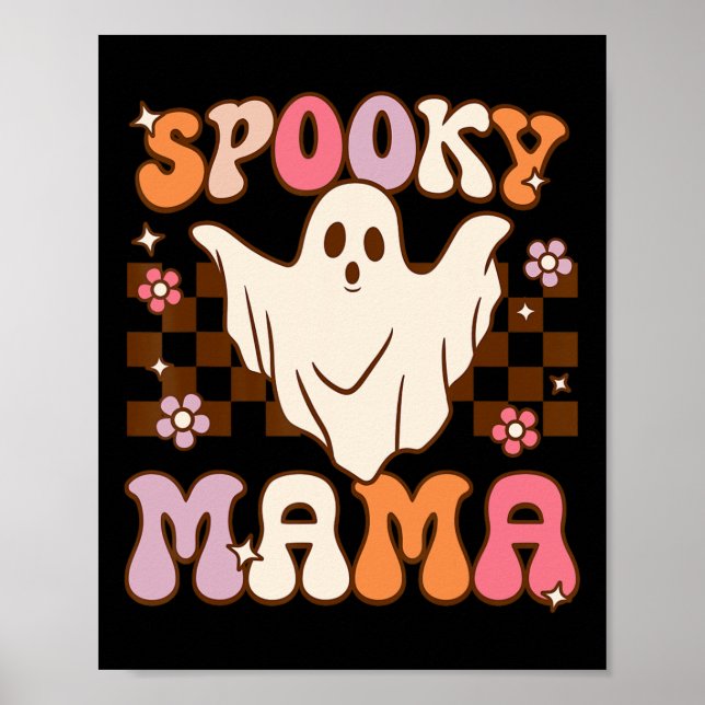 Poster Retro Groovy Halloween Ghost Spooky Mama Costume (Frente)