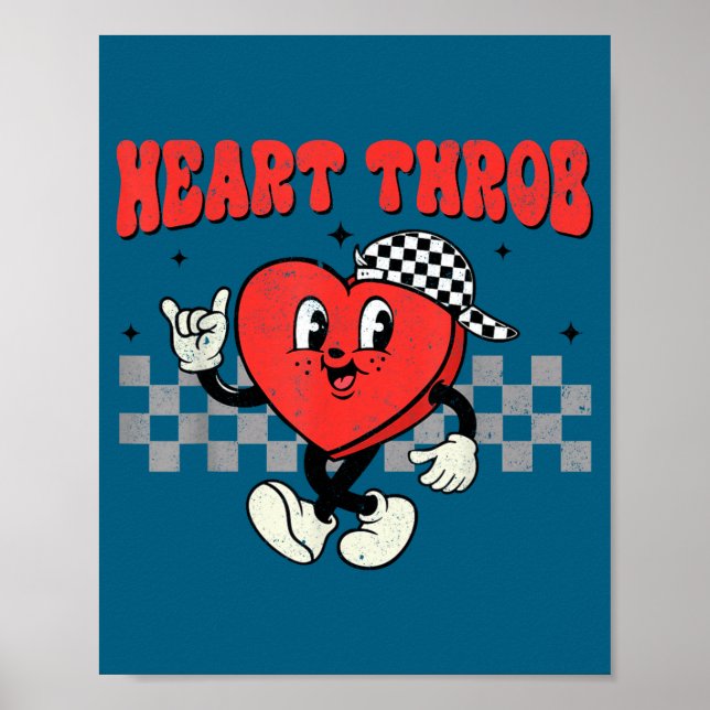 Poster Retro Groovy Heart Throb Valentines Day Toddlers B (Frente)