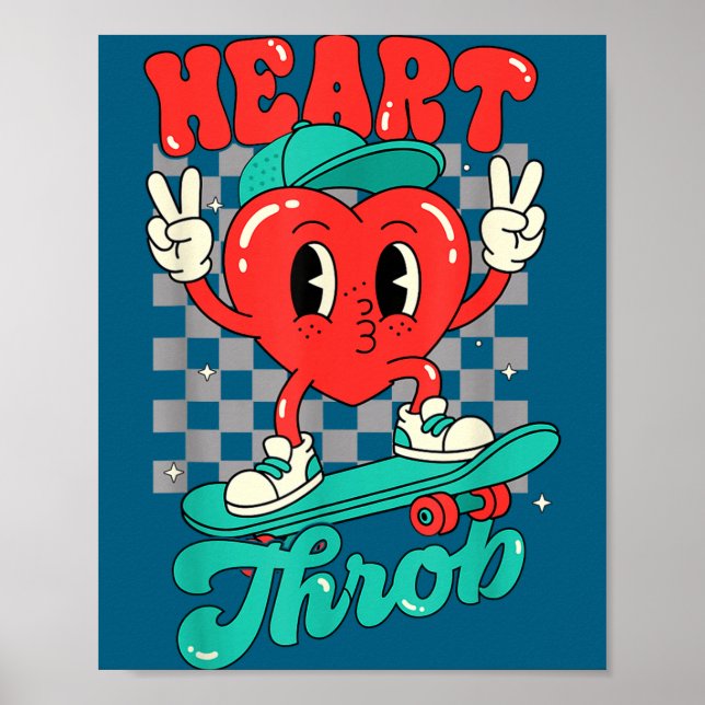 Poster Retro Groovy Heart Throb Valentines Day Toddlers B (Frente)