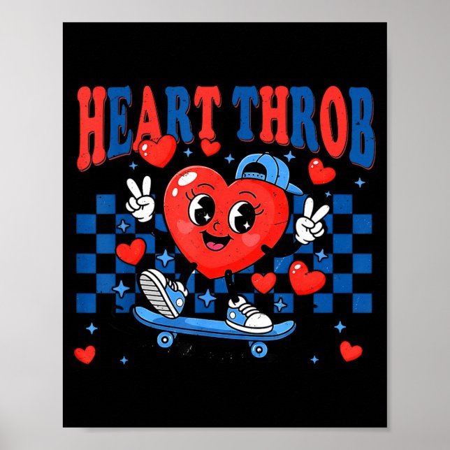 Poster Retro Groovy Heart Throb Valentines Day Toddlers B (Frente)