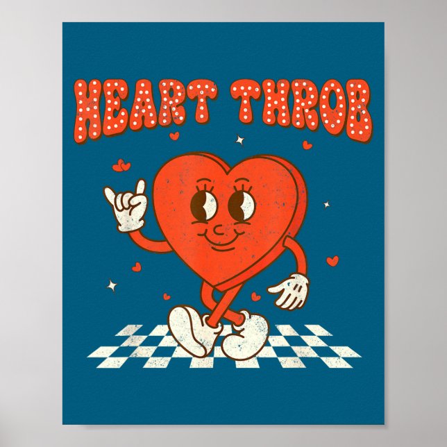 Poster Retro Groovy Heart Throb Valentines Day Toddlers B (Frente)