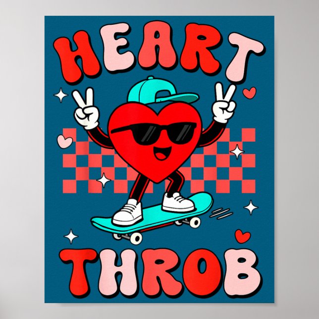 Poster Retro Groovy Heart Throb Valentines Day Toddlers B (Frente)