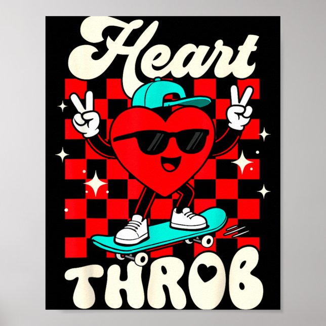Poster Retro Groovy Heart Throb Valentines Day Toddlers B (Frente)