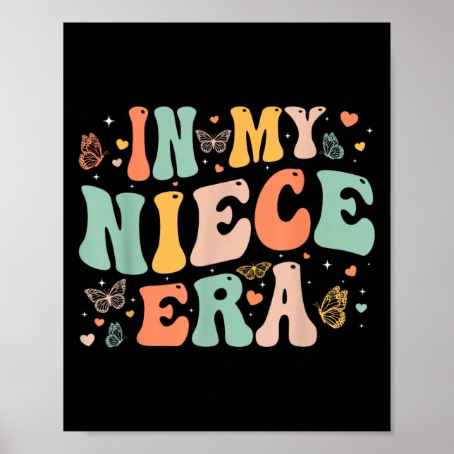 Poster Retro Groovy In My Niece Era Mother's Day Kids Gir (Frente)