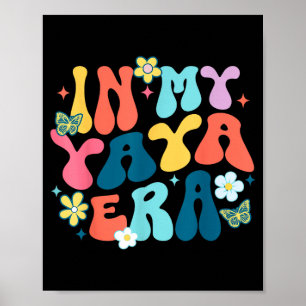 Poster Retrô groovy na minha era yaya feliz dia das mães