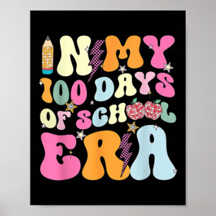 Poster Retro Groovy Nos Meus 100 Dias Da Era Escolar 100