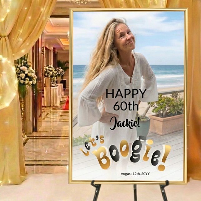Poster Retro Groovy Photo 60th Birthday Party (Criador carregado)