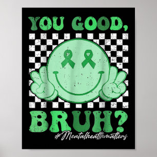 Poster Retro Groovy Você Está Bem, Irmão Saúde Mental S A