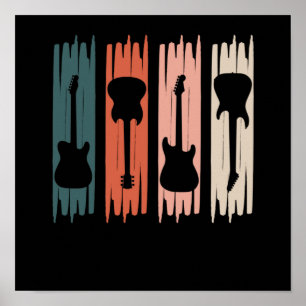 Poster Retro Guitarrista Musical Guitarist Graph