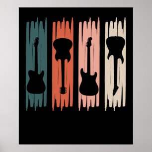Poster Retro Guitarrista Musical Guitarist Graph