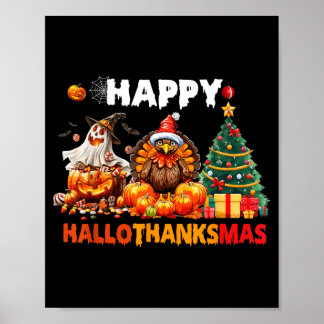 Poster Retro Halloween Dia de Ação de Graças Natal Feliz