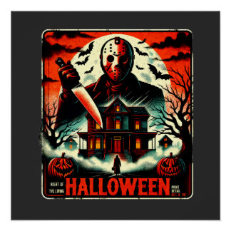 Póster Retro Halloween Horror Night 80s Slasher Vibes