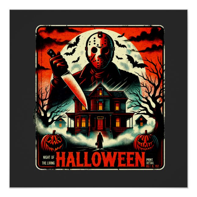 Póster Retro Halloween Horror Night 80s Slasher Vibes (Frente)