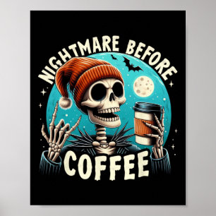 Poster Retro Halloween Skeleton Café Mug Scary Night Be