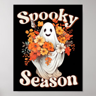 Poster Retro Hippie Halloween Cute Ghost Spooky Season Fu