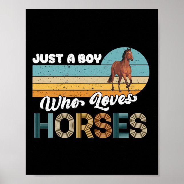 Poster Retro Horseback Andando Sobre Um Menino Que Ama (Frente)