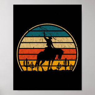 Poster Retro Horseback Riding Rodeo Western Country Cowbo