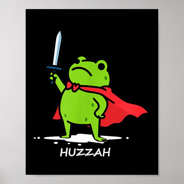 Poster Retro Huzzah Frog Knight Funny Sword Meme Quote Me (Frente)