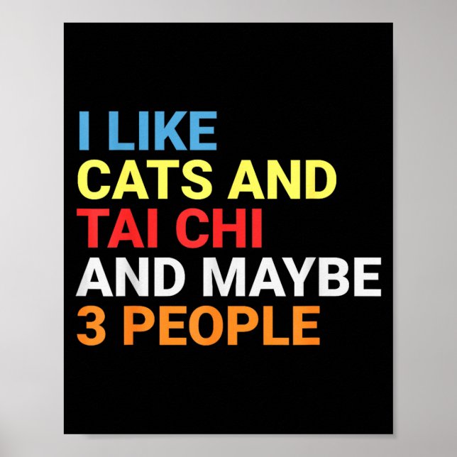 Poster Retro I Like Cats And Tai Chi Lover Funny Martial  (Frente)