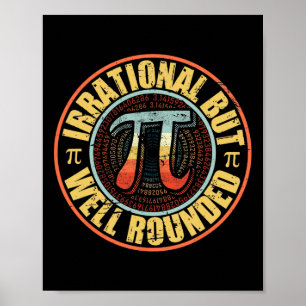Poster Retro Irracional Mas Bem Arredondado Pi Day Vintag