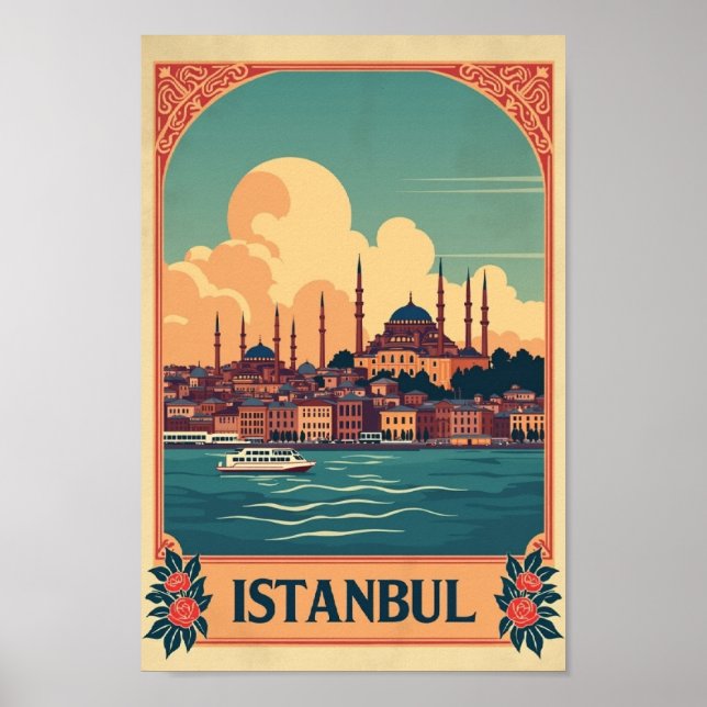 Poster Retro Istambul: Onde o Oriente Encontra o Ocidente (Frente)