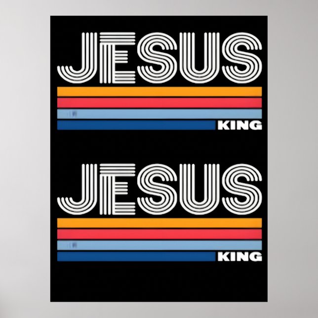Poster Retro jesus rei cristão  (Frente)