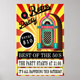Poster  retro jukebox rock and roll swing rockabilly jive