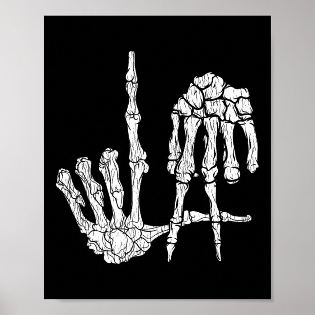 Poster Retro La Hands Skeleton Los Angeles Sinal Hall (Frente)