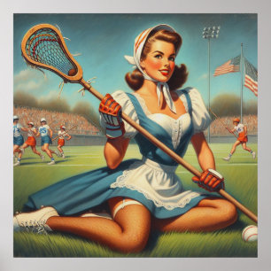 Poster Retro Lacrosse Girl