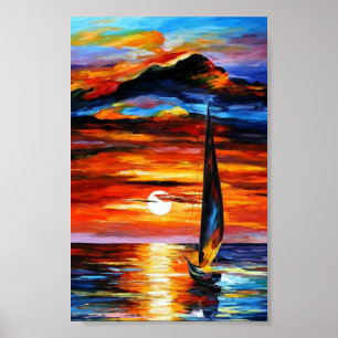 Poster Retro Legal Colorido Hawaii Sunset Oil Painting