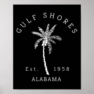 Poster Retro Legal Golfo Shores Al Beach Palm Graphic