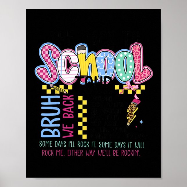 Poster Retro Lightning Bolt Back To School Tour Teacher K (Frente)