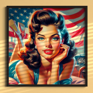 Poster Retro Linda American Girl