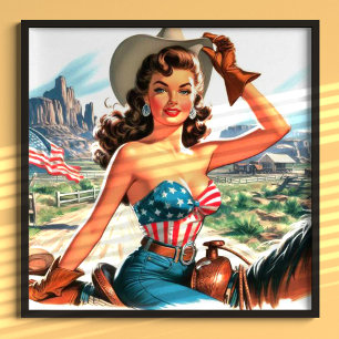 Poster Retro Linda Cowgirl Pin Up