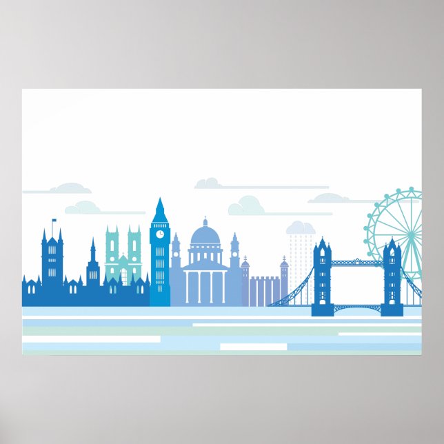 Póster Retro London Skyline (Frente)