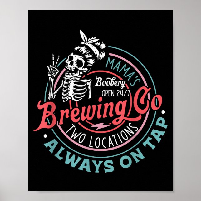 Poster Retro Mama's Ery Brewing Co Amamentação Divertida  (Frente)