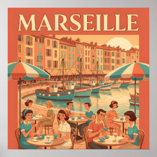 Poster Retro Marselha : Riviera Francesa dos anos 50