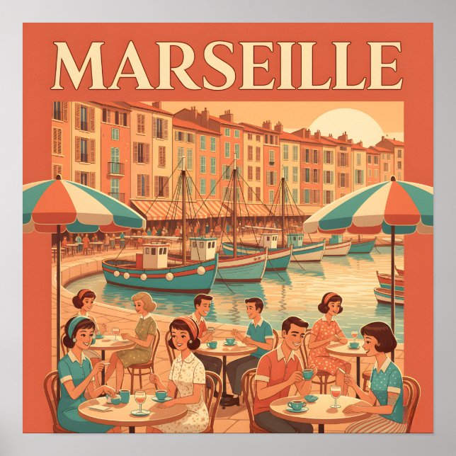 Poster Retro Marselha : Riviera Francesa dos anos 50 (Frente)