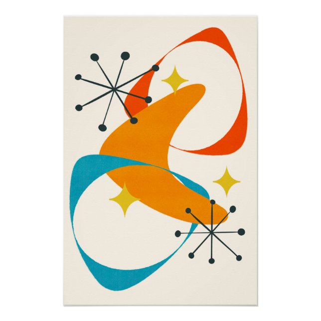 Póster Retro Meados do Século Espaço Atômico Abstrato 20 (Frente)