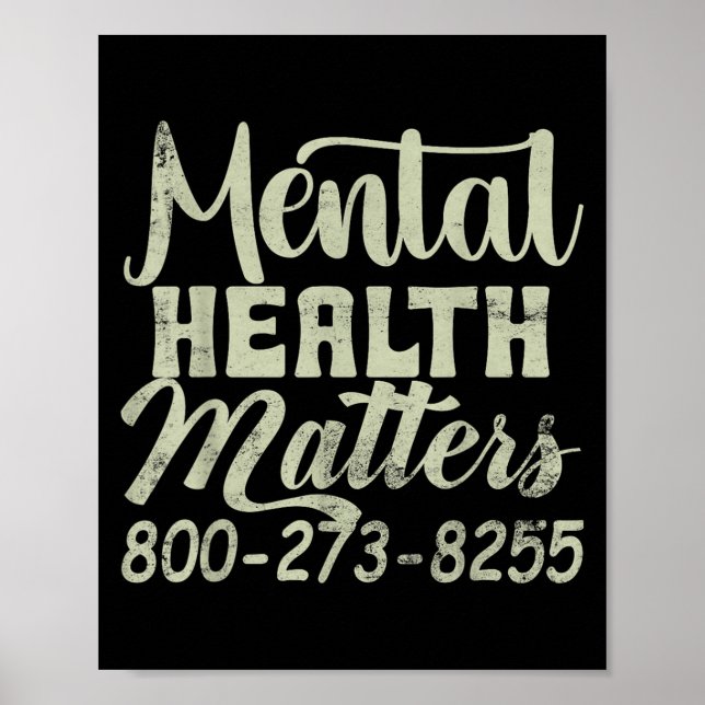 Poster Retro Mental Health S 800-273-8255 Awareness  (Frente)