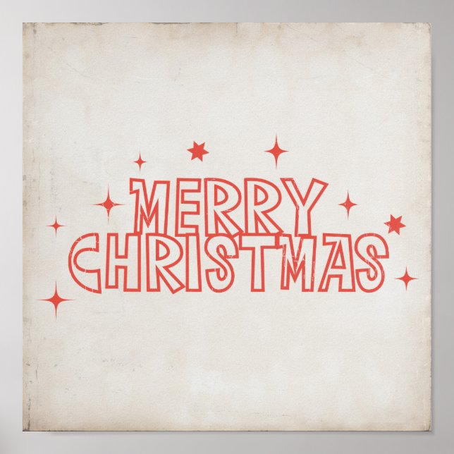 Poster Retro Merry Christmas Typography (Frente)