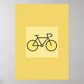 Poster Retro Minimalist Yellow Bicycle Art Nursery Wall 