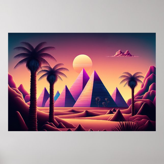 Poster Retro Mirage: Uma Viagem em Synthwave (Frente)