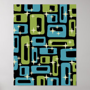 Poster Retro Moderno Abstrato de Meados do Século