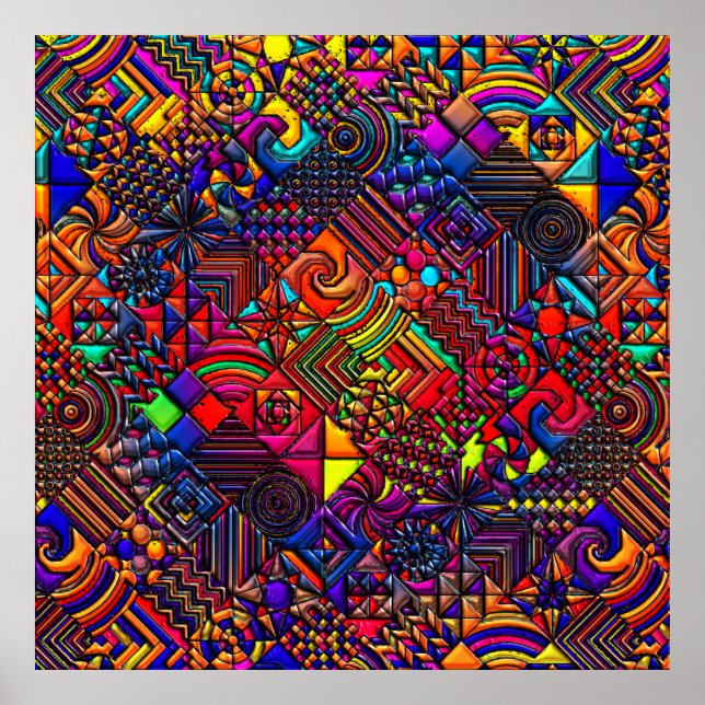 Póster retro moderno de colcha digital (Frente)