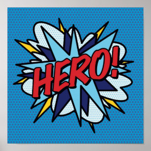 Poster Retrô moderno de diversão de Pop de HERO Comic Boo
