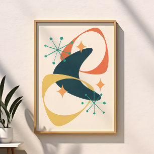 Póster Retro Moderno Meados do Século Abstrato Era Atômic