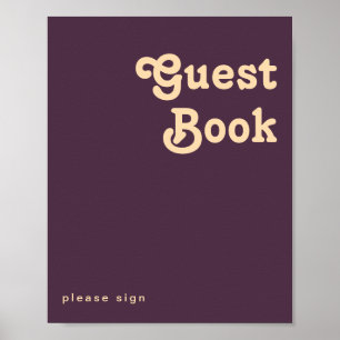 Poster Retro Moderno   Sinal de livro convidado roxo escu
